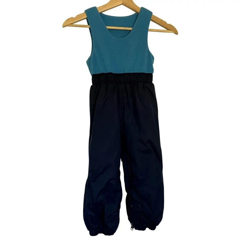 Columbia navy blue kids size 4T snowpants warm winter velcro shoulders FLAW